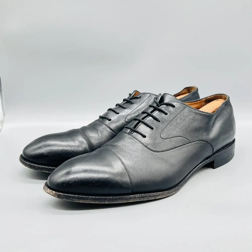 Beckett Simonon Shoes Mens 14 Black Leather Cap Toe Lace Up Oxford Dress Formal